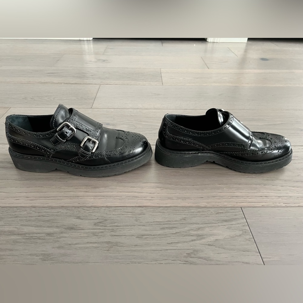PRADA Classic Black Double Monk Strap Brogues - Women's - Picture 14 of 15